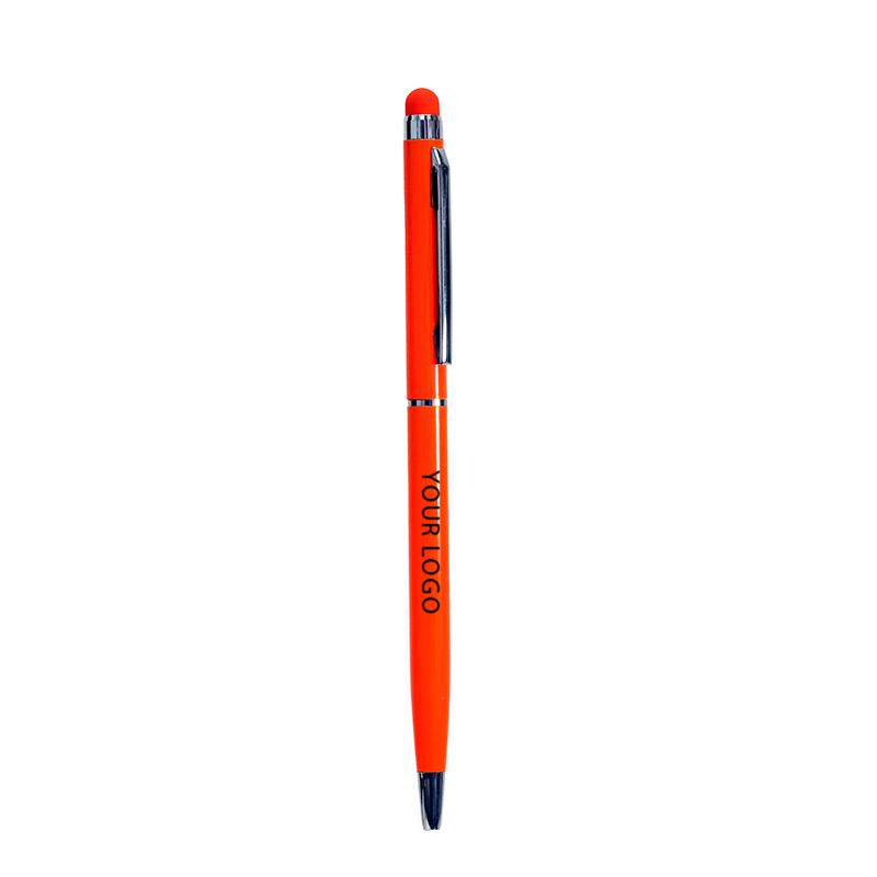 Metal Slim Pen - Orange Color With Sliver Plated Clip & Tip